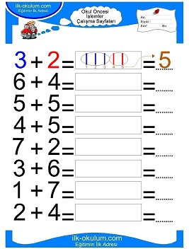 Çocuklar İçin toplam işlemi yaprak testleri 